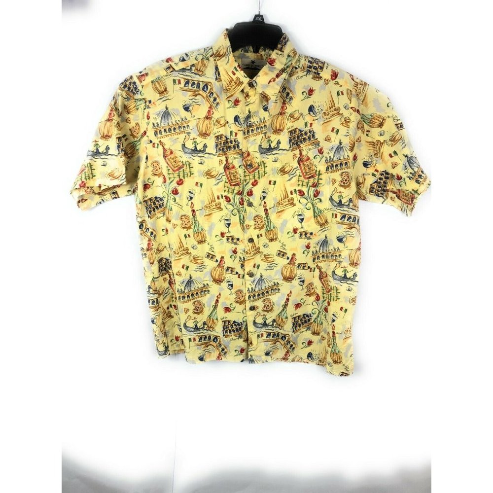 Island Connection Men's Medium Button Up Short Sleeve Multicolor Cotton A16